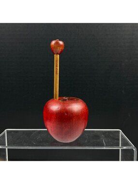 Vintage Wood Apple Pencil Holder With Matching Apple Wood Pencil